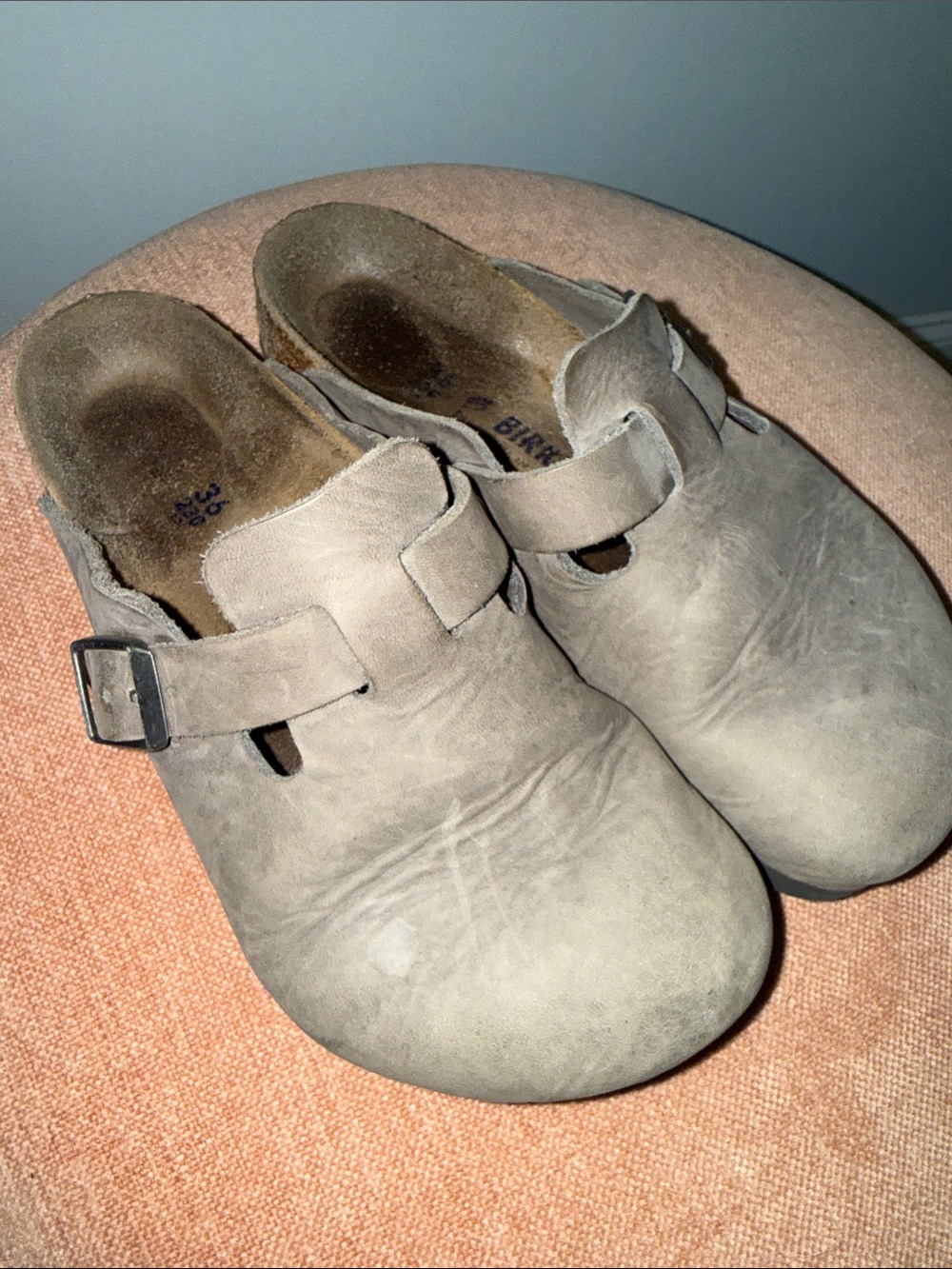 Birkenstock Leather Clogs Pewter Gray